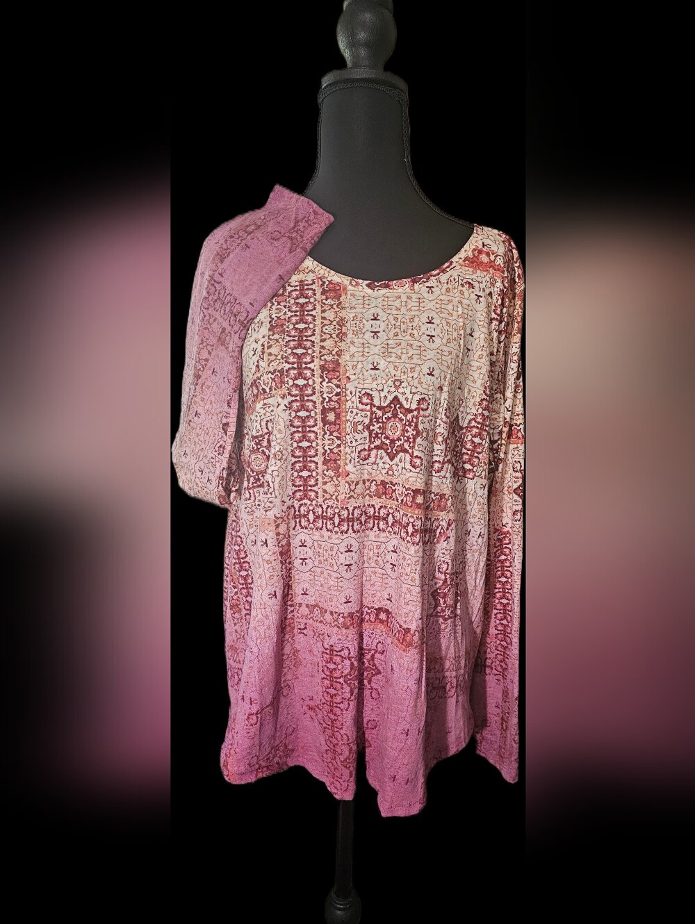Sonoma Pink Ombre Print Long-Sleeve Top